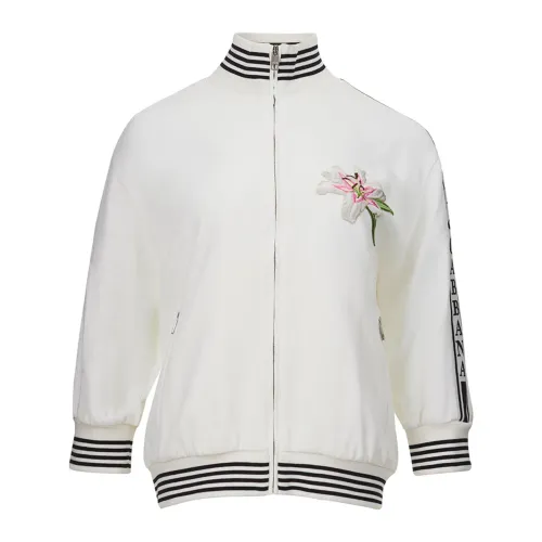 Weißer Bestickter Sweatshirt mit Reißverschluss Dolce & Gabbana