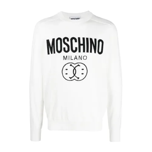 Weißer Logo-Print Pullover Moschino