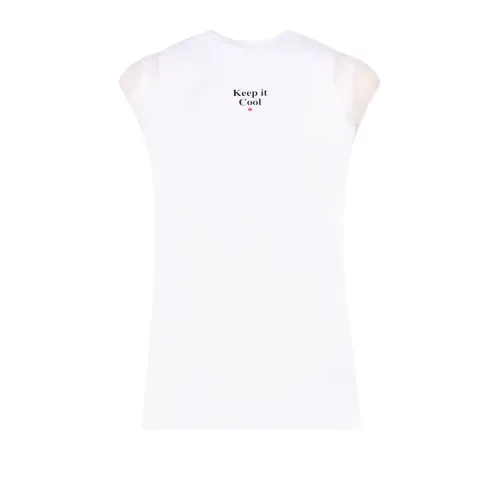 Weißes ärmelloses Baumwoll-T-Shirt mit Frontaldruck Dsquared2