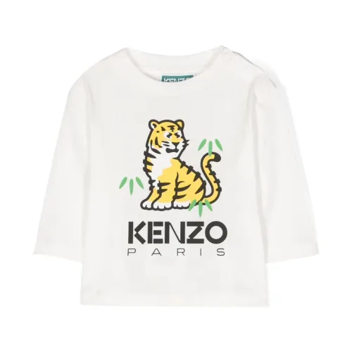 Weißes Baumwoll-Baby-Jungen-T-Shirt Kenzo
