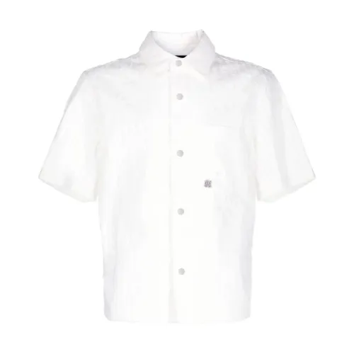 Weißes Baumwoll-Logo-Bowlinghemd für