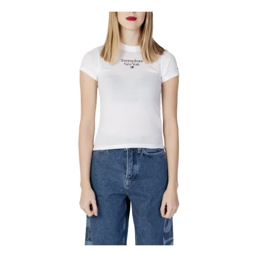 Weißes Bedrucktes T-Shirt Frühling/Sommer Damen Tommy Jeans