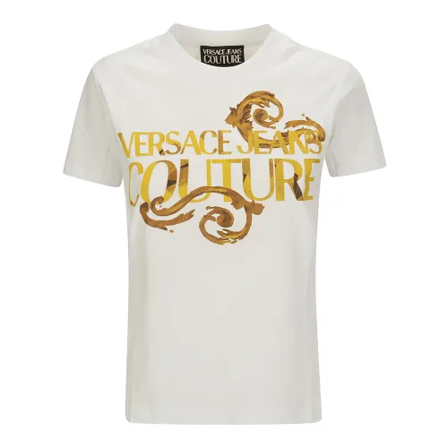 Weißes T-Shirt mit Druck Versace Jeans Couture