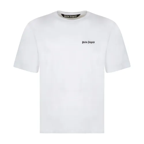 Weißes T-Shirt mit gesticktem Logo Palm Angels