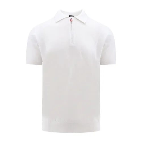 Weißes T-Shirt mit halbem Reißverschluss Kiton