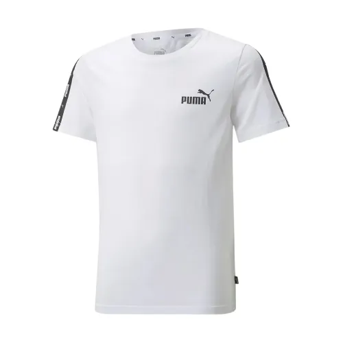 Weißes und Schwarzes Logo Tape T-Shirt Puma