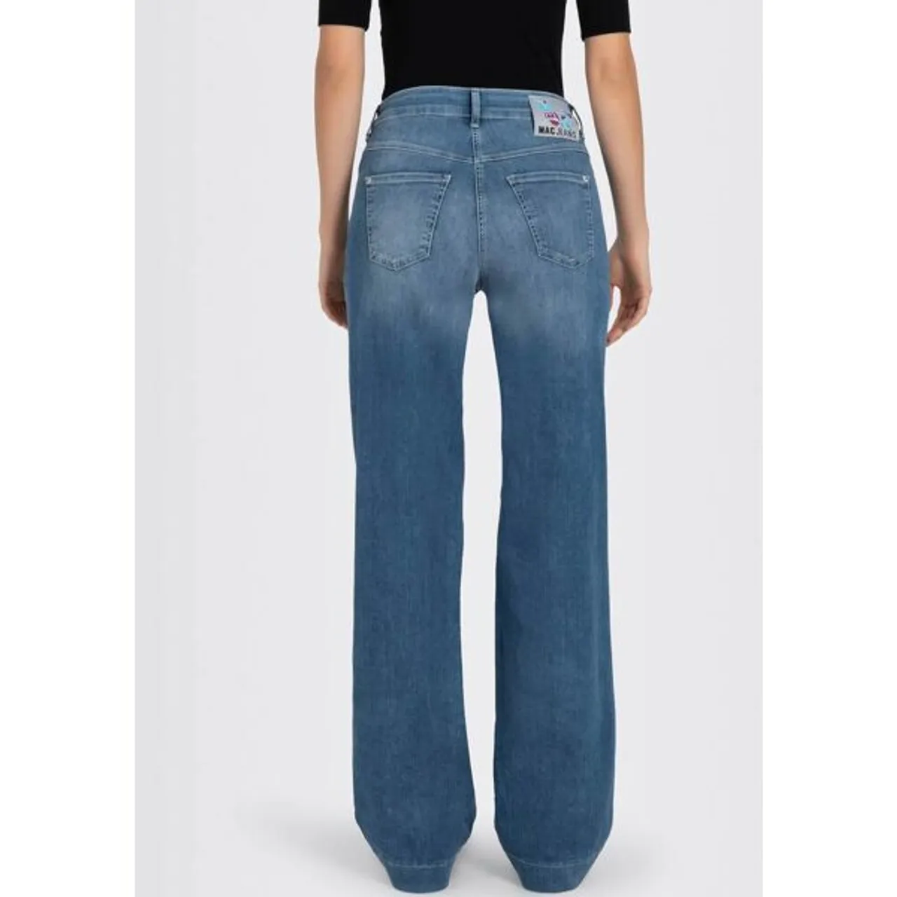 Weite Jeans MAC "DREAM WIDE" Gr. 36, Länge 32, blau (summermidblue) Damen Jeans Weite mit weitem Bein - Stretch