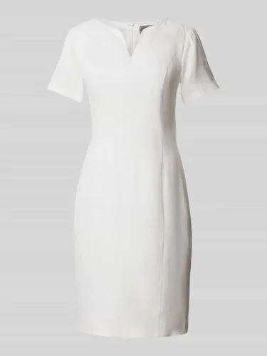 WHITE LABEL Knielanges Kleid mit V-Ausschnitt in Offwhite