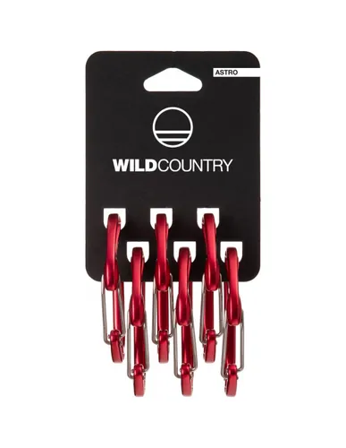 Wild Country Astro Karabiner 6-Pack Karabiner Art - Normalkarabiner, Karabiner Farbe - Rot, Schnapper Art - Gerade, 