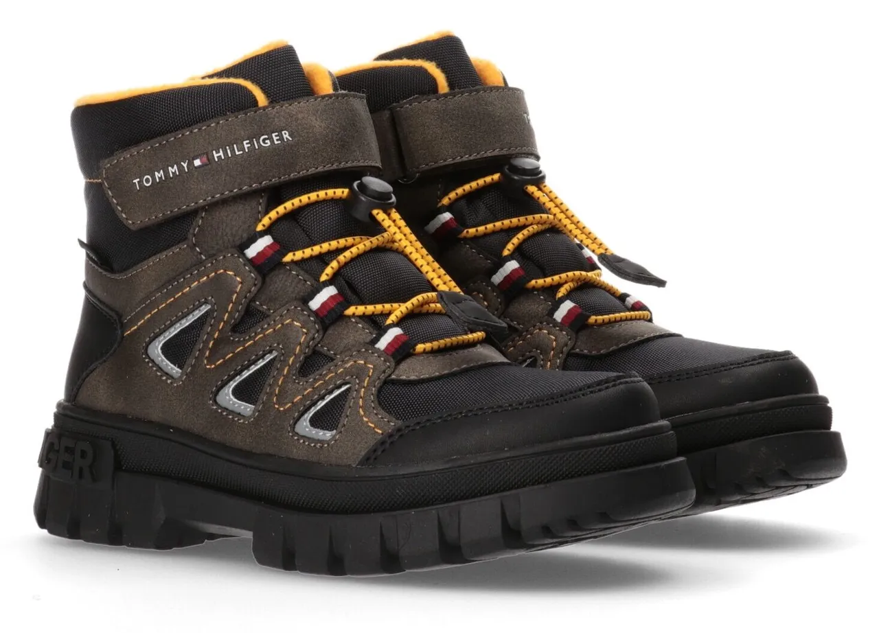 Winterboots TOMMY HILFIGER "LACE-UP BOOT" Gr. 36, braun (schwarz, braun) Kinder Schuhe Stiefel Boots