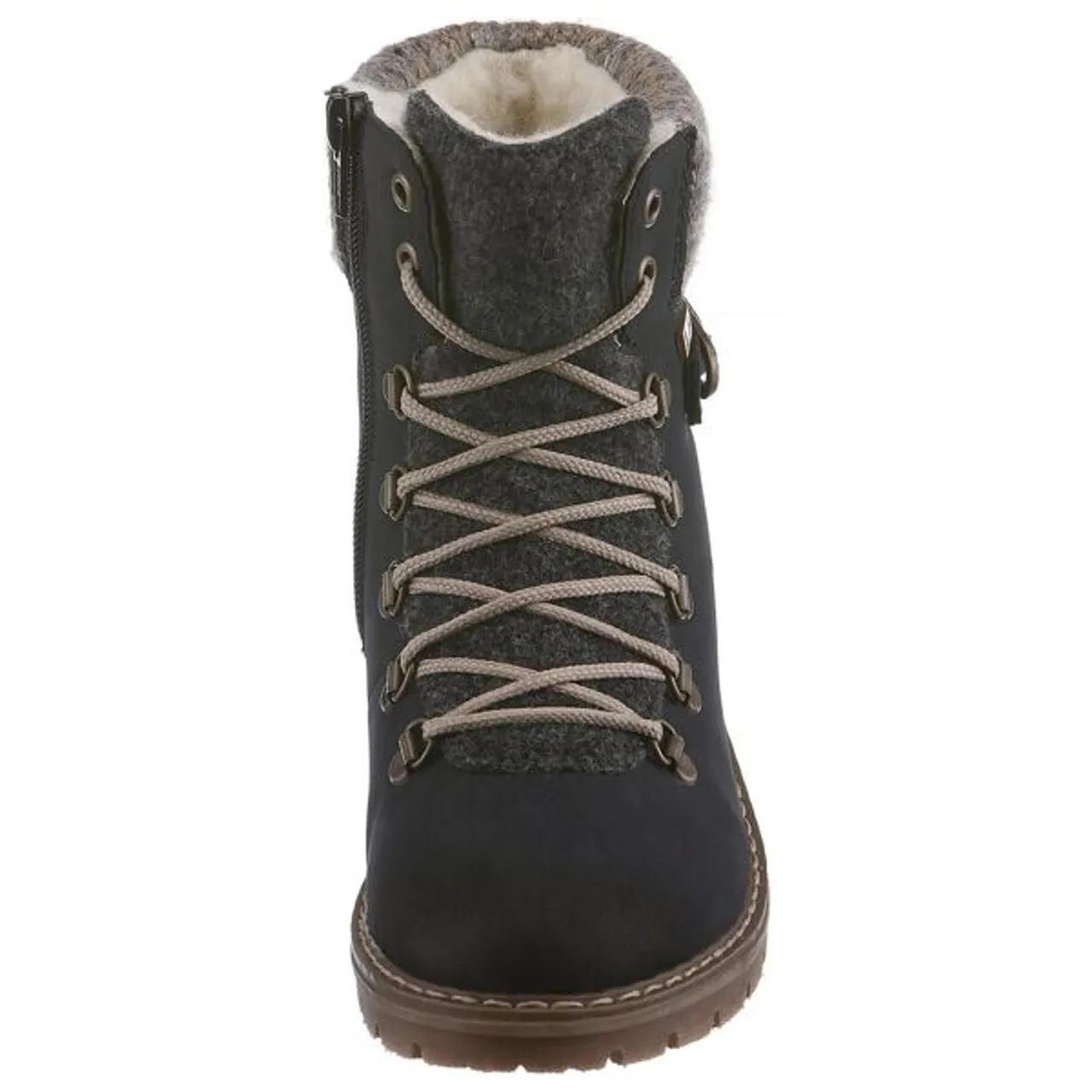 Winterstiefelette RIEKER Gr. 38, grau (nachtblau, grau) Damen Schuhe Reißverschlussstiefeletten