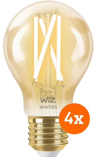 WiZ Smart Filamentlampe Standard Gold 4er-Pack - Warmes bis kaltweißes Licht - E27