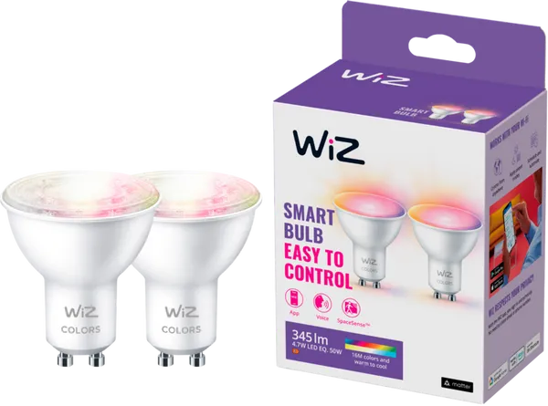 WiZ Smart Spot Doppelpack - Farbiges und weißes Licht - GU10