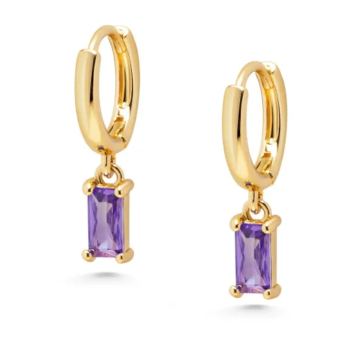 Women's Huggie Earrings with Purple Charm Nialaya