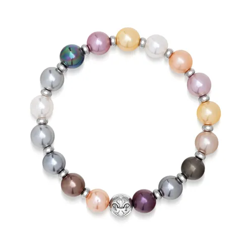 Women`s Wristband with Pastel Pearls and Silver Nialaya