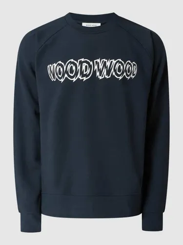 Wood Wood Sweatshirt mit Logo-Print in Marine