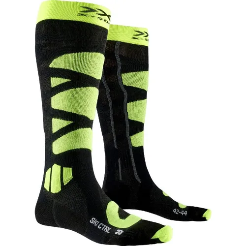 X-Socks Chaussettes Ski Control 4.0 - Skisocken Anthracite Melange / Phyton Yellow 39 - 41