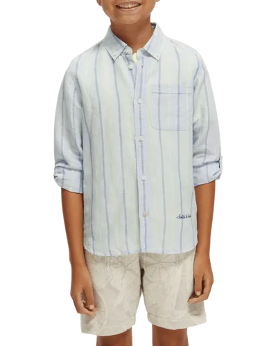 Yarn-dyed long-sleeved linen shirt - Größe 8 - Multicolor - Junge - Hemd - Scotch & Soda