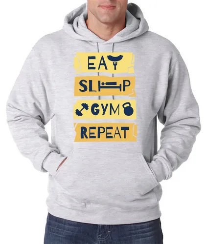 Youth Designz Kapuzenpullover Eat Sleep Gym Repeat Herren Hoodie Pullover mit Trendigem Fitness Frontdruck