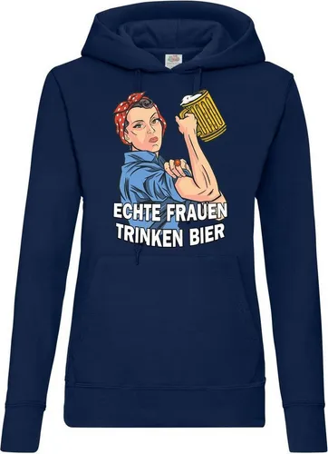 Youth Designz Kapuzenpullover Echte Frauen Trinken Bier Damen Hoodie Pullover mit lustigem Vintage Frontprint