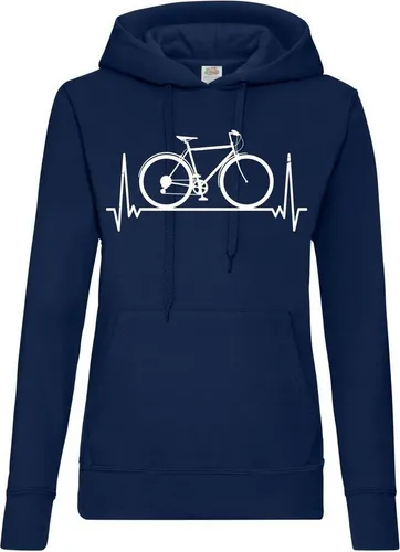 Youth Designz Kapuzenpullover Heartbeat Fahrrad Damen Hoodie Pullover mit Trendigem Bike Frontdruck