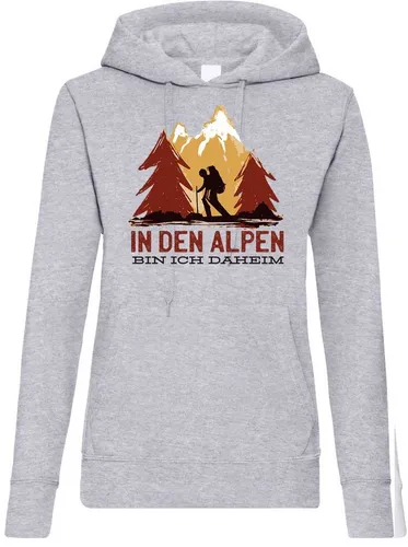 Youth Designz Kapuzenpullover In Den Alpen Bin Ich Daheim Damen Hoodie Pullover mit trendigem Frontprint