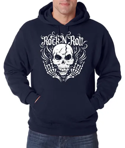 Youth Designz Kapuzenpullover Skull Rock and Roll Herren Hoodie Pullover im Fun-Look mit Trendigem Rocker Frontdruck