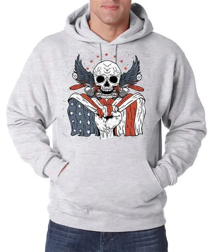 Youth Designz Kapuzenpullover USA Biker Skull Herren Hoodie Pullover mit Logo Aufdruck