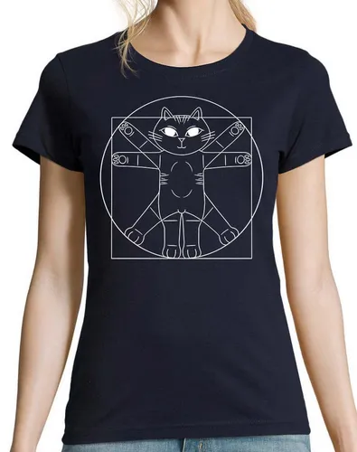 Youth Designz Print-Shirt Da Vinci Katze Damen T-Shirt mit lustigen Logo für Damen