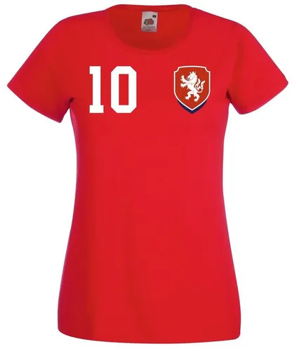 Youth Designz T-Shirt Tschechische Republik Damen T-Shirt im Fußball Trikot Look mit trendigem Motiv