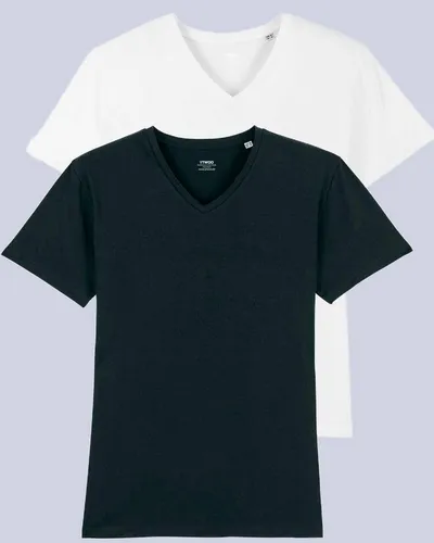 YTWOO T-Shirt 2er Pack V T-Shirt für Männer, Fair & Nachhaltig (Spar-Set, 2er Set)