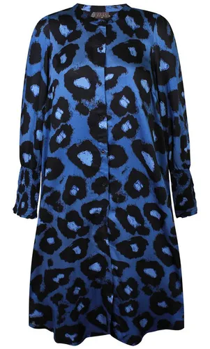 ZE-ZE Nordic Blusenkleid Blusenkleid midi länge gemustert Lapis blue mit allover Print