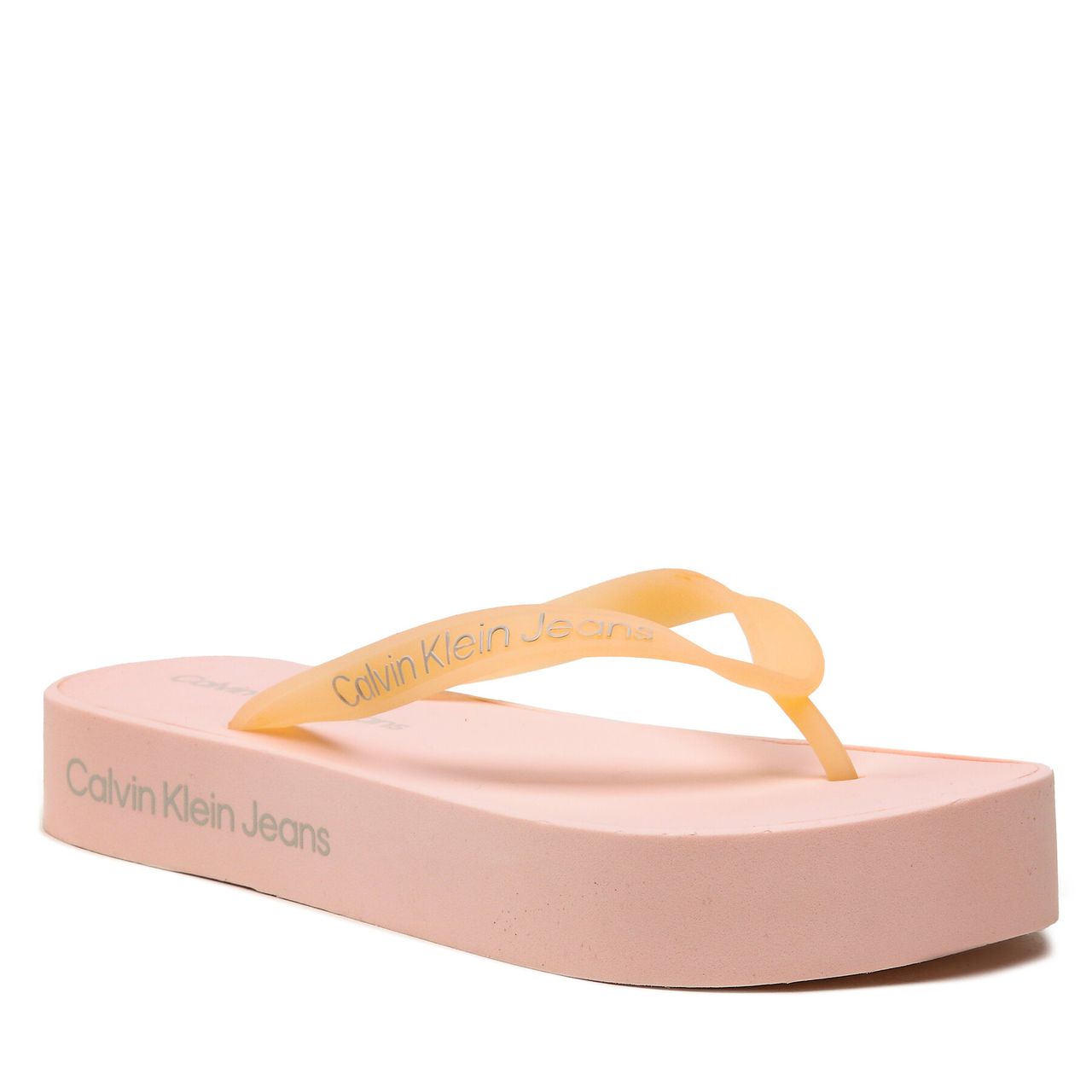 Calvin Klein Zehentrenner Jeans Beach Sandal Flatform Logo YW0YW01092 Peach Blush/Oyster
