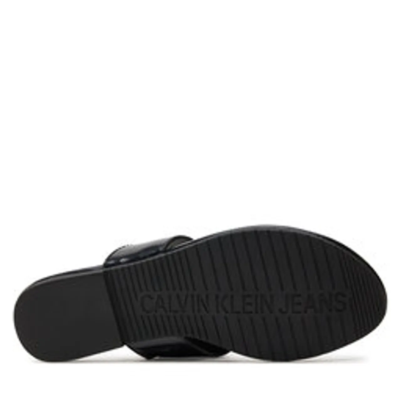 Zehentrenner Calvin Klein Jeans Flat Sandal Slide Toepost Mg Met YW0YW01342 Black BEH