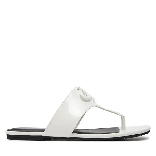 Zehentrenner Calvin Klein Jeans Flat Sandal Slide Toepost Mg Met YW0YW01342 Bright White YBR