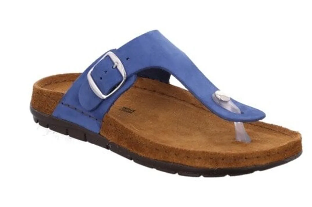 Zehentrenner ROHDE "Rodigo-D" Gr. 37, blau (kobaltblau) Damen Schuhe Strandaccessoires Keilabsatz, Sommerschuh, Schlappen mit Schnallenverschluss