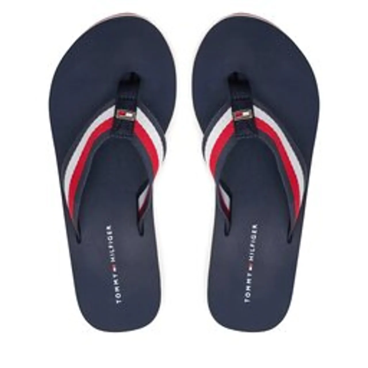 Zehentrenner Tommy Hilfiger Corporate Wedge Beach Sandal FW0FW07987 Red White Blue 0G0