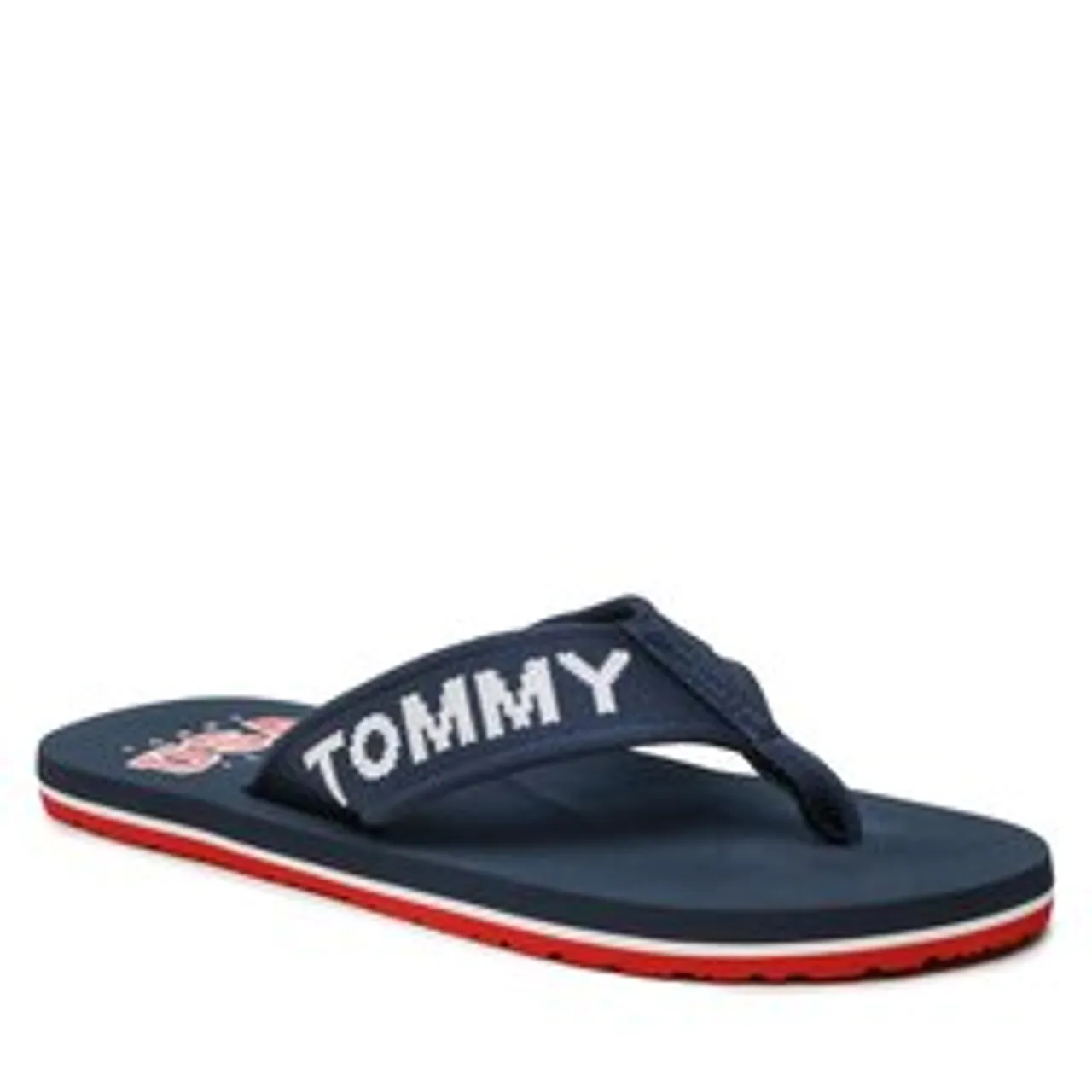 Zehentrenner Tommy Jeans Flip Flop Logo Tape EM0EM01147 Twillight Navy C87