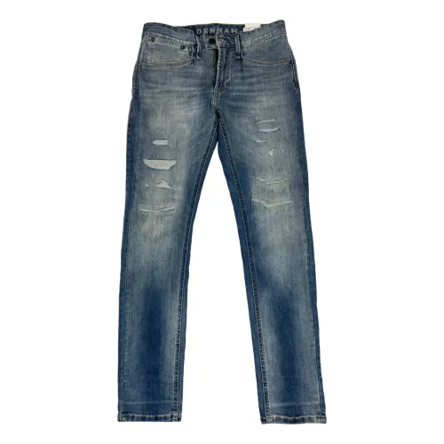 Zerstörte Skinny Fit Jeans in Mittelblau Denham