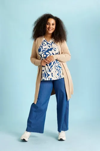 Zhenzi Marlene-Hose Sommerhose in Jeansoptik blau mit elastischem Bund