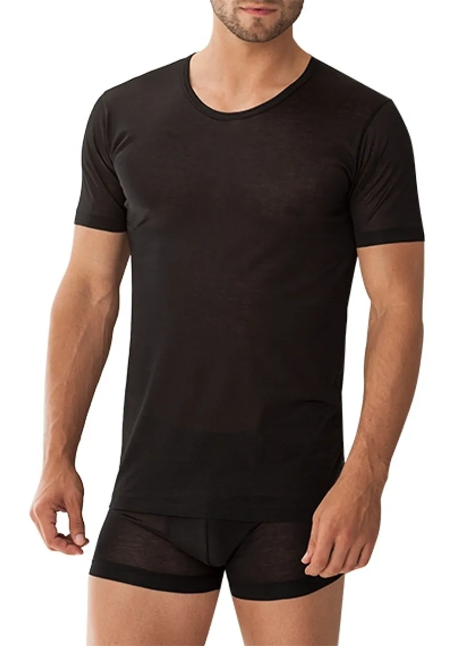 Zimmerli Herren T-Shirt schwarz Baumwolle unifarben