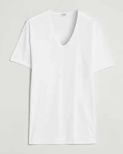 Zimmerli of Switzerland Sea Island Cotton V-Neck T-Shirt White
