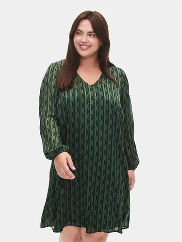 Zizzi Kleid für den Alltag M02356B Grün Regular Fit