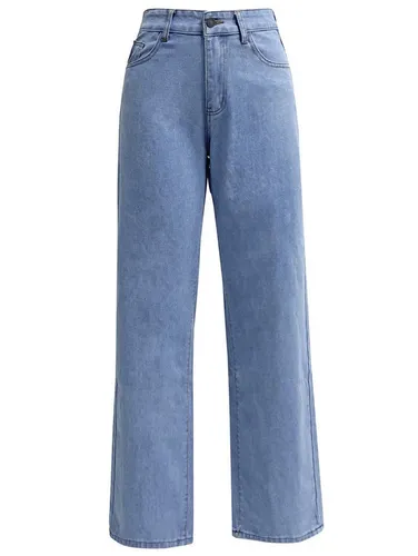 ZWY High-waist-Jeans Lange, modische und vielseitige Hose mit geradem Bein Gewaschene Damenjeans mit hoher Taille