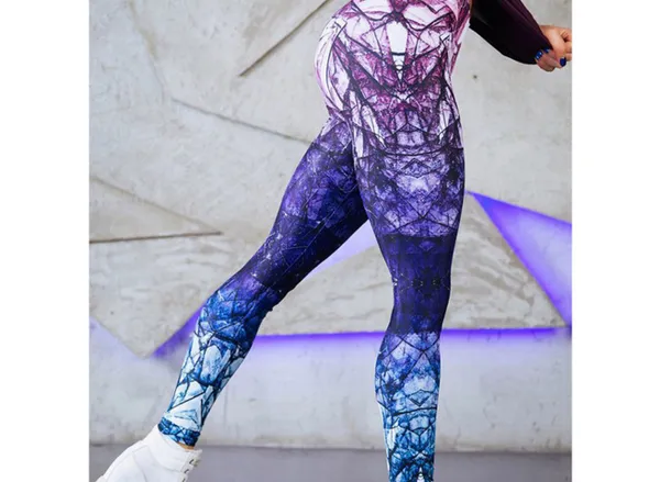 ZWY Highwaist Leggings Sfumato bedruckte Yoga-Fitnesshose mit Hüftlift (Hoher Taillen-Hüftlift, nahtloser Oberbekleidungs-Jacquard) Athleisure-Hose mi...